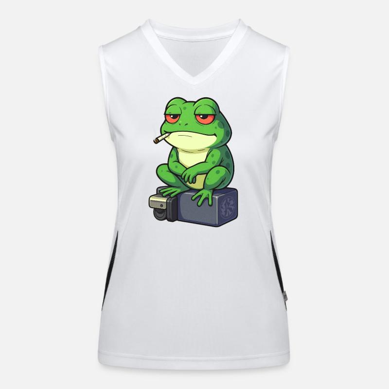 Frosch Entspann dich mit einer Zigarette Funktionelles Kontrast-Tank Top für Frauen