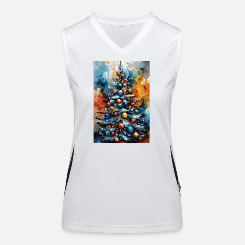 Lebendiger Aquarell-Weihnachtsbaum Funktionelles Kontrast-Tank Top für Frauen