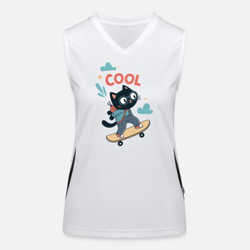 Skater Cat Funktionelles Kontrast-Tank Top für Frauen