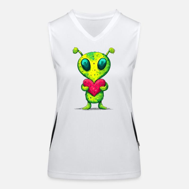 Alien mit Herz Funktionelles Kontrast-Tank Top für Frauen