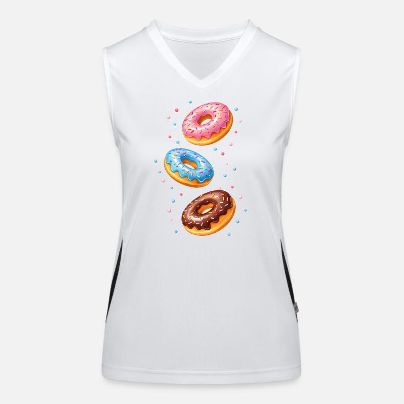 Bunte Donuts Illustration Set   Funktionelles Kontrast-Tank Top für Frauen