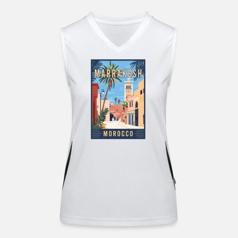 Entdecken Sie die lebendigen Souks von Marrakesch in Marokko Funktionelles Kontrast-Tank Top für Frauen