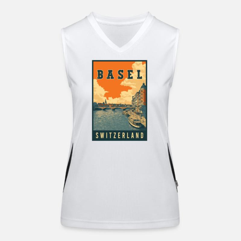 Entdecken Sie die Flussstadt Basel in der Schweiz Funktionelles Kontrast-Tank Top für Frauen