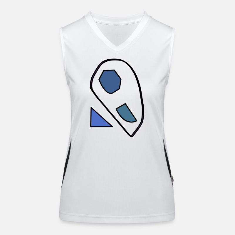 Abstrakte Blauformen auf Schwarz Funktionelles Kontrast-Tank Top für Frauen