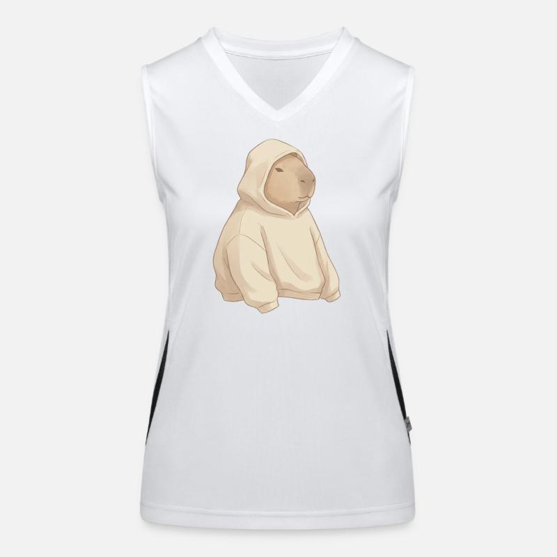Sweat à capuche chameau : style urbain cosy Débardeur respirant contrasté Femme