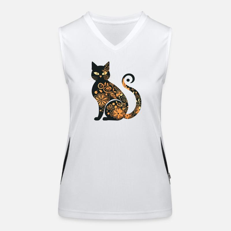 cat´n pattern - Women's Functional Contrast Tank Top - white/black