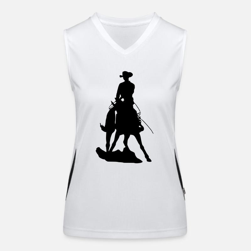 Westernpferd im Spin Funktionelles Kontrast-Tank Top für Frauen
