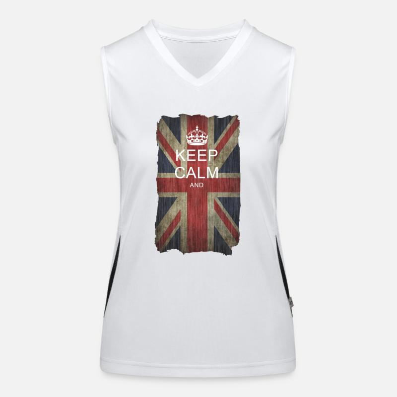 Keep Calm auf Union Jack + dein Text - Women's Functional Contrast Tank Top - white/black