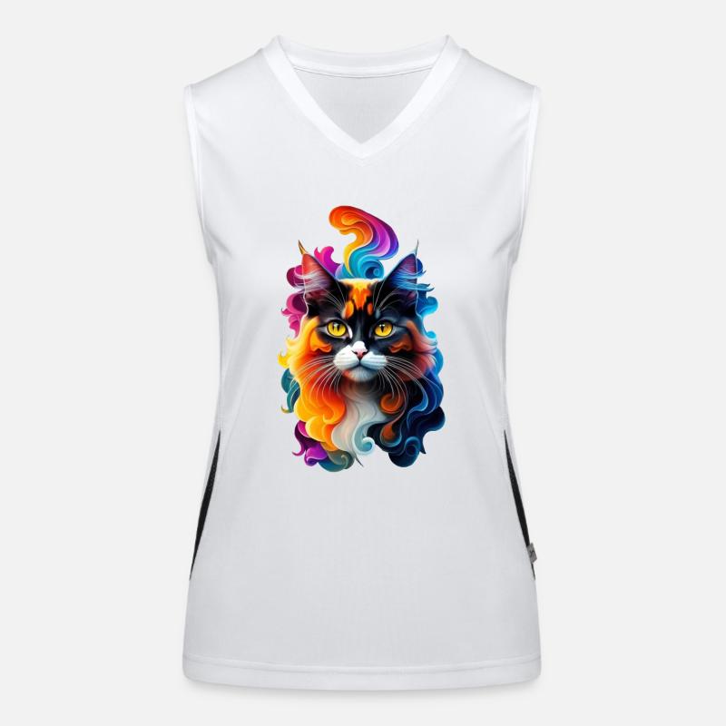 Chats Chat Coloré Tête de chat Catlovers Débardeur respirant contrasté Femme