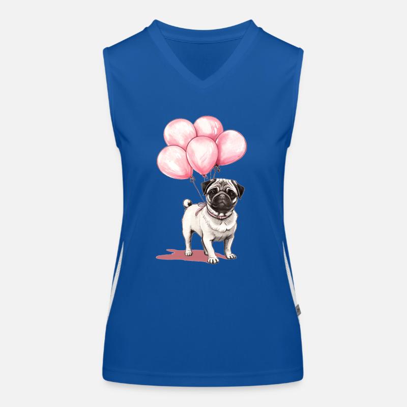 Mops und Luftballons Funktionelles Kontrast-Tank Top für Frauen