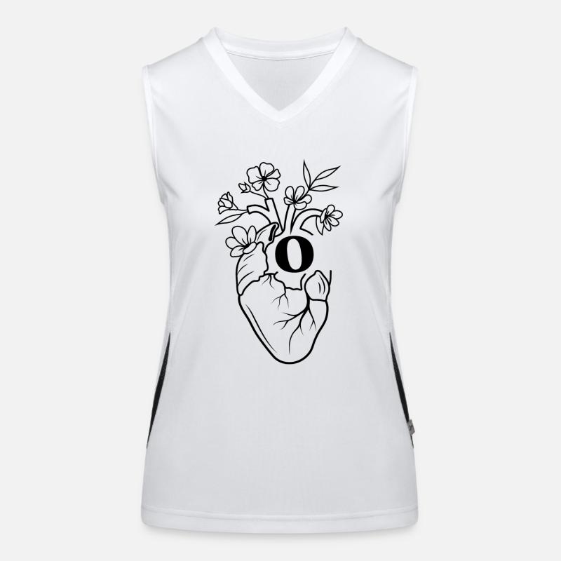 Buchstabe o Herz schwarze florale Anatomie Funktionelles Kontrast-Tank Top für Frauen