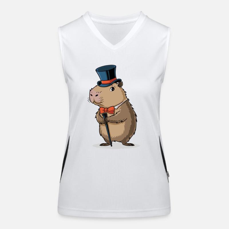 capybara dressed in a dapper suit Women's Functional Contrast Tank Top