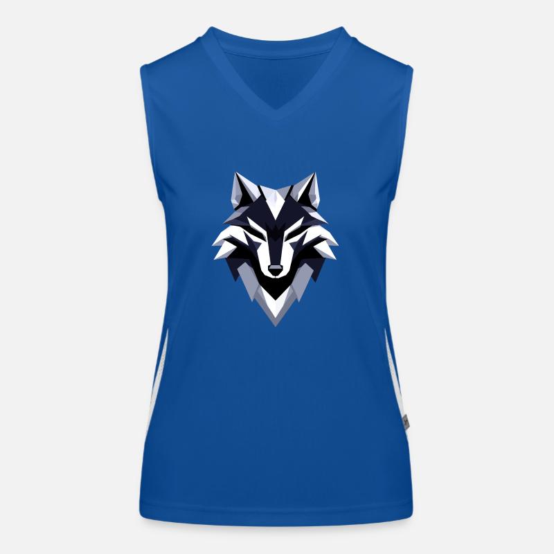 Wolf Low Poly Logo Design Funktionelles Kontrast-Tank Top für Frauen