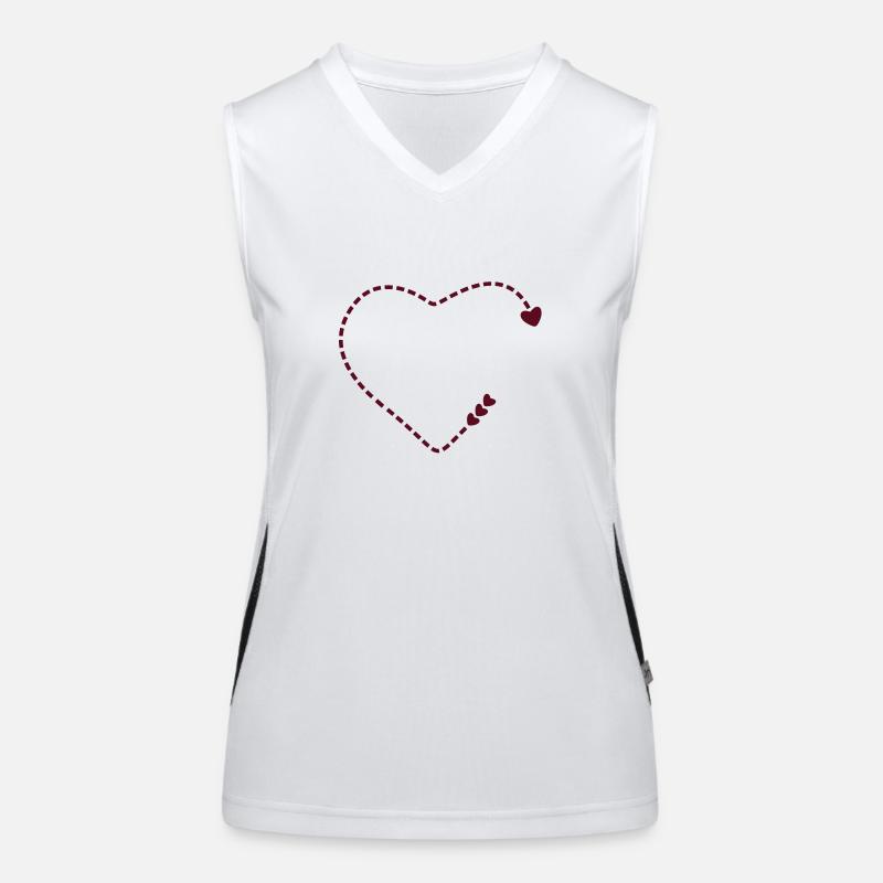 Herz offen, gestrichelt / open dashed heart (1c) Funktionelles Kontrast-Tank Top für Frauen