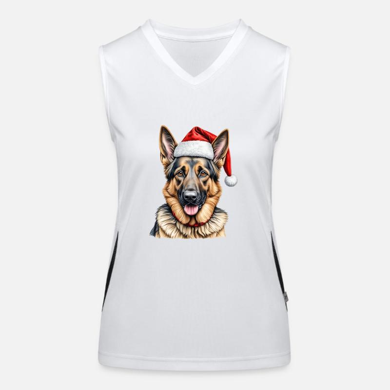 Christmas german shepherd dog Women's Functional Contrast Tank Top