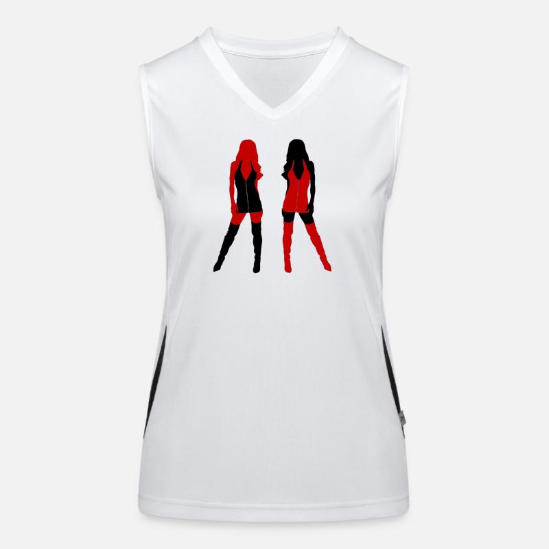 Red - Black Women's Functional Contrast Tank Top