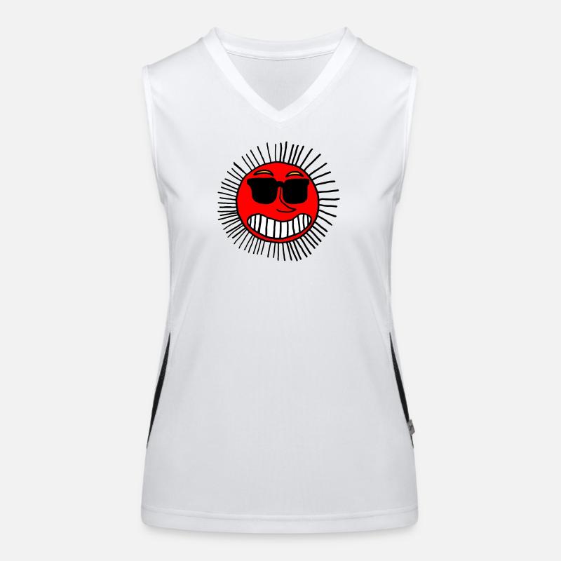 Lächelnde Sonne mit Brille Funktionelles Kontrast-Tank Top für Frauen