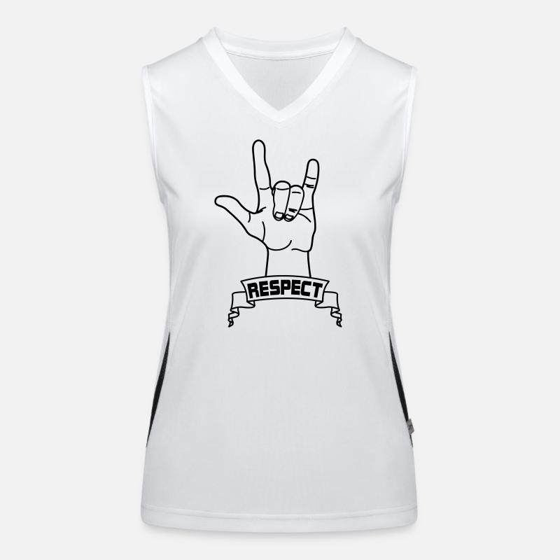 Handgeste Respekt mit Text RESPEKT Funktionelles Kontrast-Tank Top für Frauen