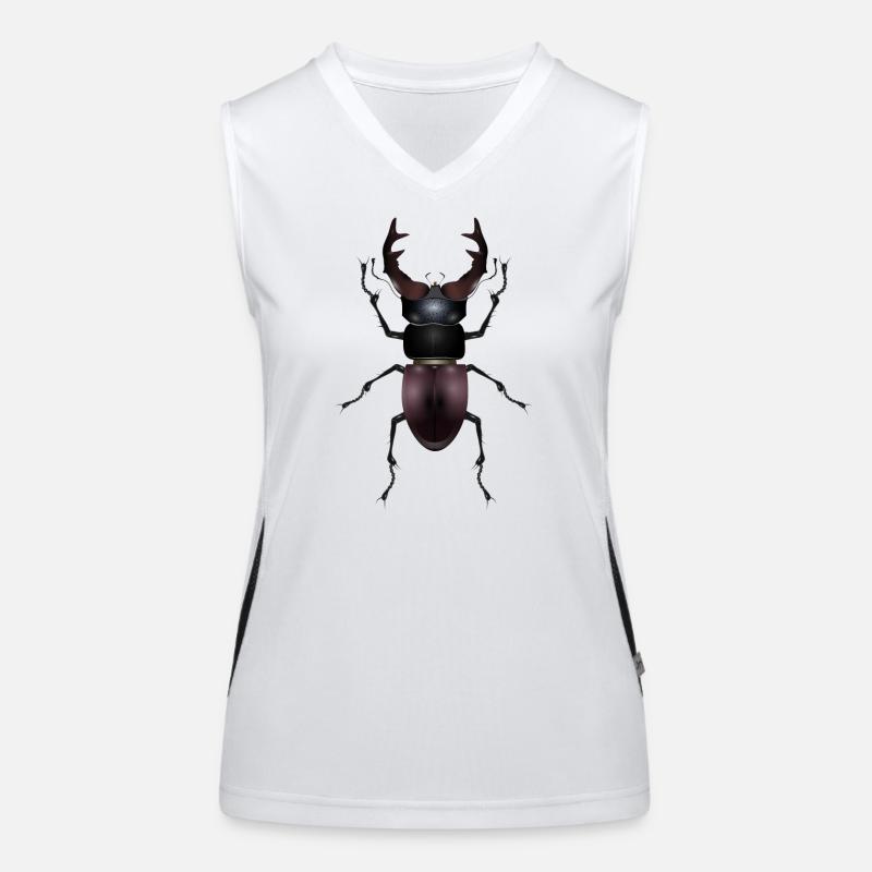 prächtiger Hirschkäfer von Hand gezeichnet Funktionelles Kontrast-Tank Top für Frauen