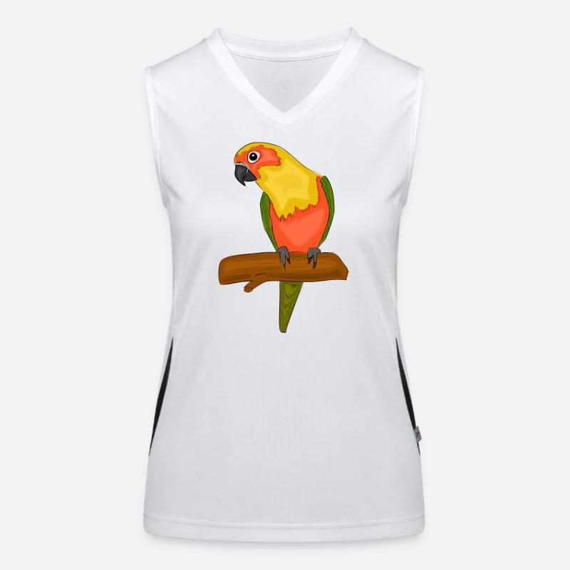 Bunter Papagei auf einem Ast Funktionelles Kontrast-Tank Top für Frauen