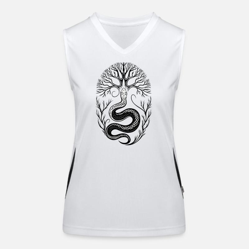 Schlange mit Baum im Winter Funktionelles Kontrast-Tank Top für Frauen