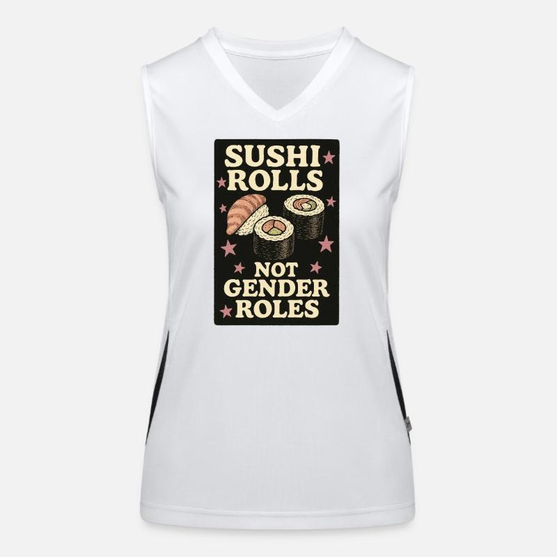 Erklärung zu Sushi-Rollen und nicht Geschlechtern Funktionelles Kontrast-Tank Top für Frauen