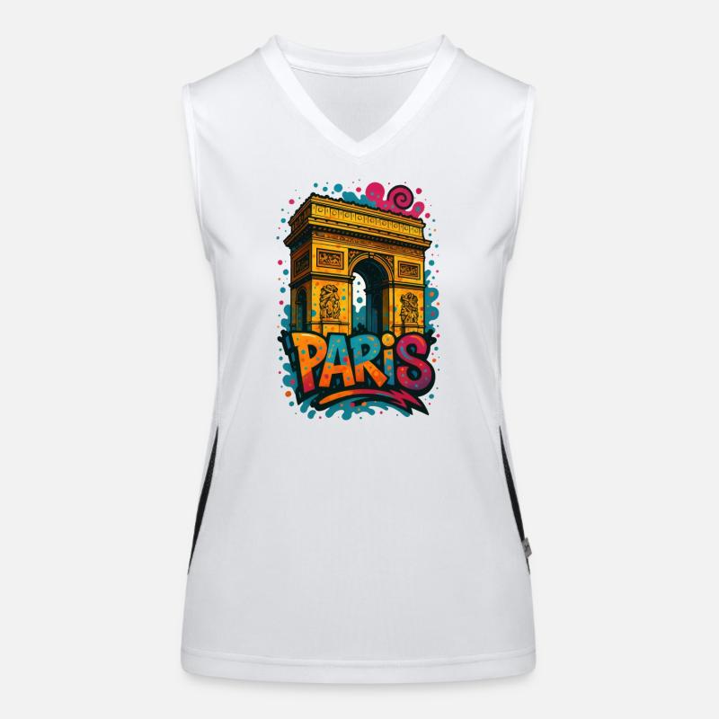 Paris Arc de Triomphe Shirt–Graffiti Style Design Funktionelles Kontrast-Tank Top für Frauen