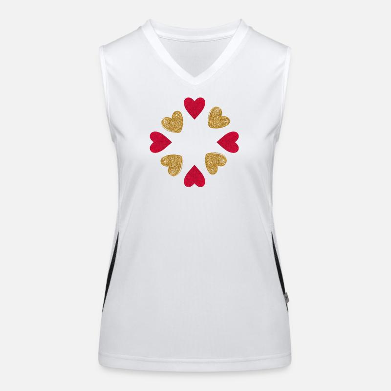 Kreis der Herzen Glitzer Rotgold Funktionelles Kontrast-Tank Top für Frauen