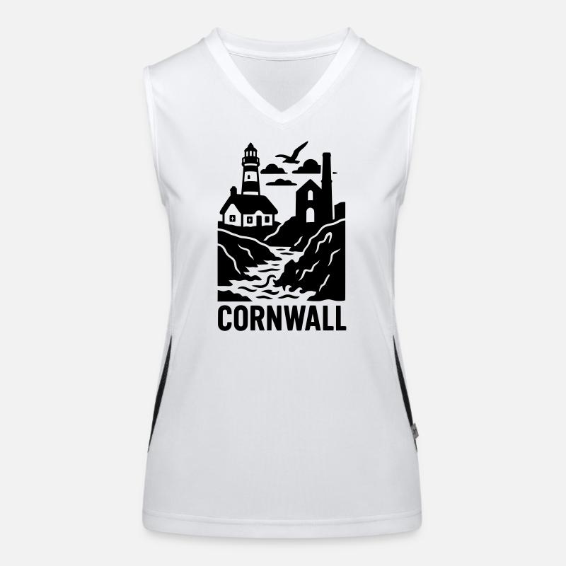cornwall silhouette Funktionelles Kontrast-Tank Top für Frauen