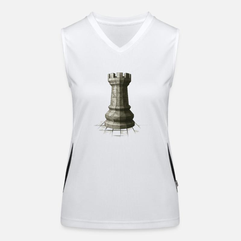 Schach Turm – Mächtige Rook Figur Design Funktionelles Kontrast-Tank Top für Frauen