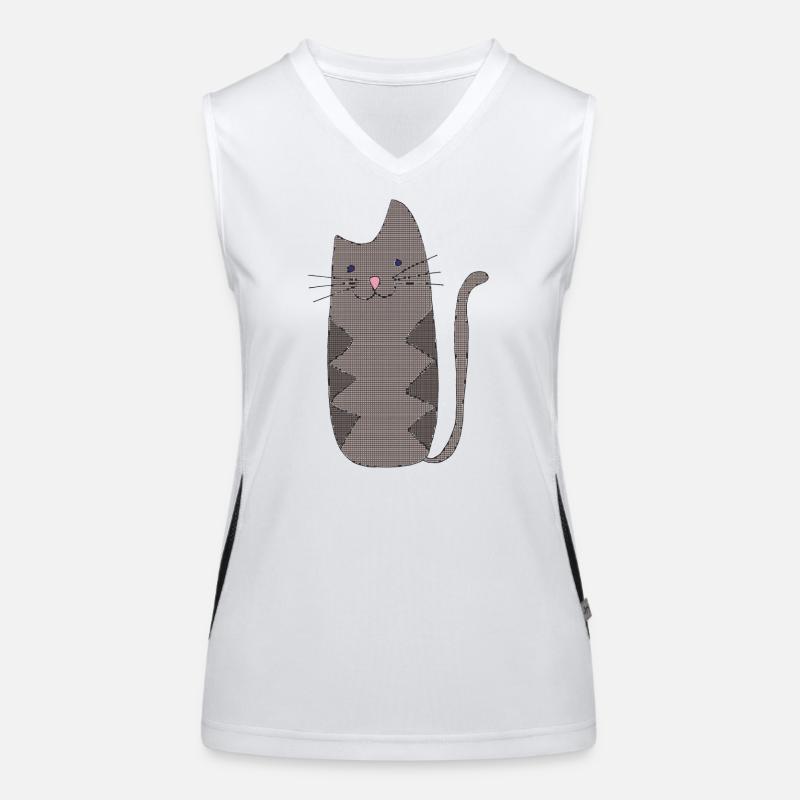Zickzackkatze Grau Geometrisch Funktionelles Kontrast-Tank Top für Frauen