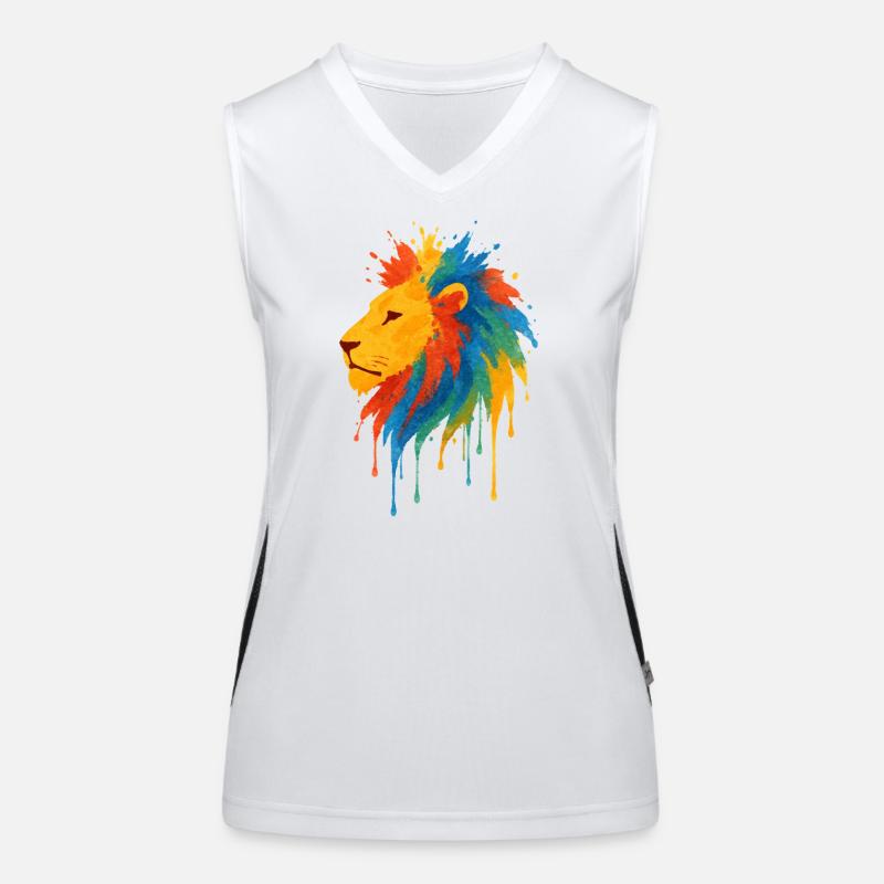 Farbenfroher Wildlöwe – Kunstfarben springen hervor Funktionelles Kontrast-Tank Top für Frauen