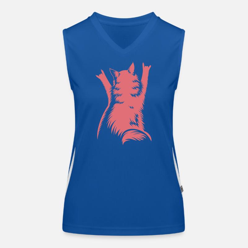 Vue arrière du Chat de Roche – Cornes de Diable Débardeur respirant contrasté Femme