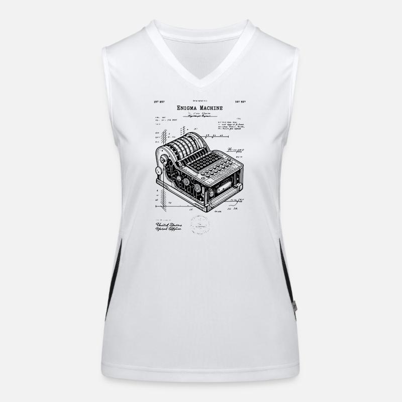 enigma machine blueprint patent Women's Functional Contrast Tank Top