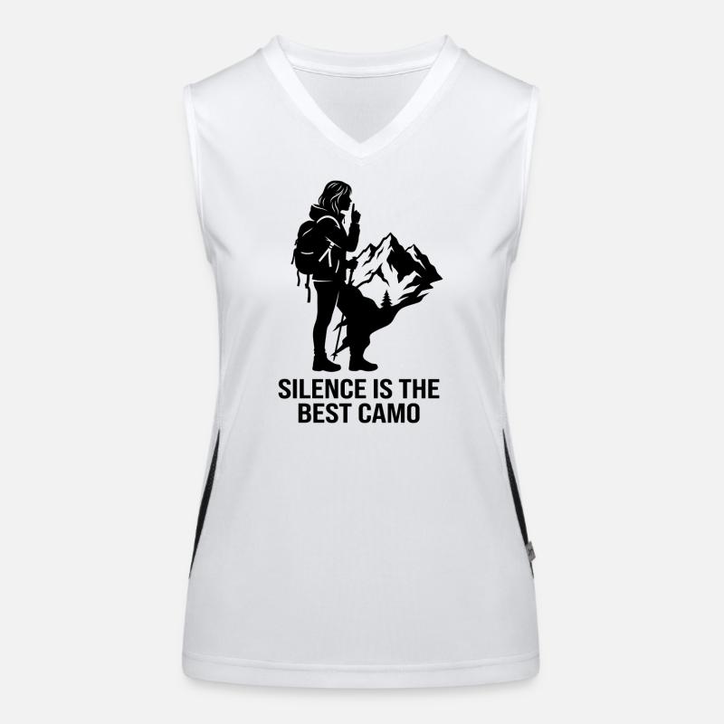 Schweigen ist der beste Tarnbergwanderer Funktionelles Kontrast-Tank Top für Frauen