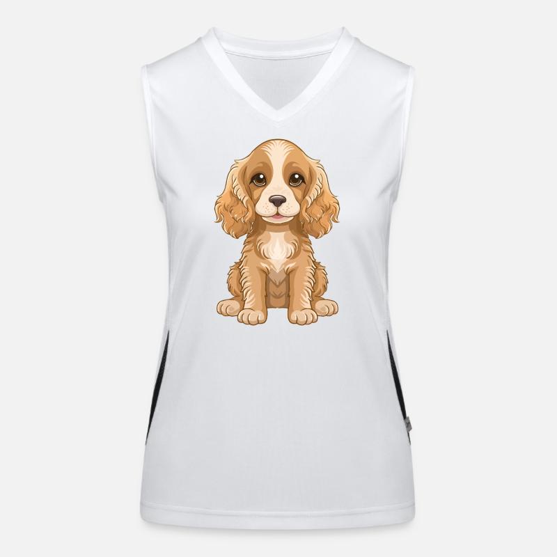 Dessin animé mignon de chiot Cocker Spaniel Débardeur respirant contrasté Femme