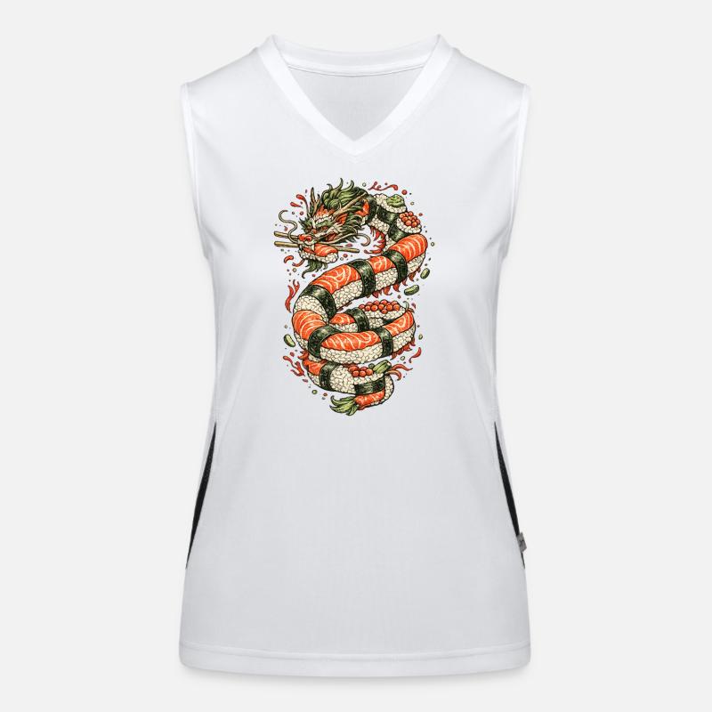 Drachen-Sushi-Spule Funktionelles Kontrast-Tank Top für Frauen