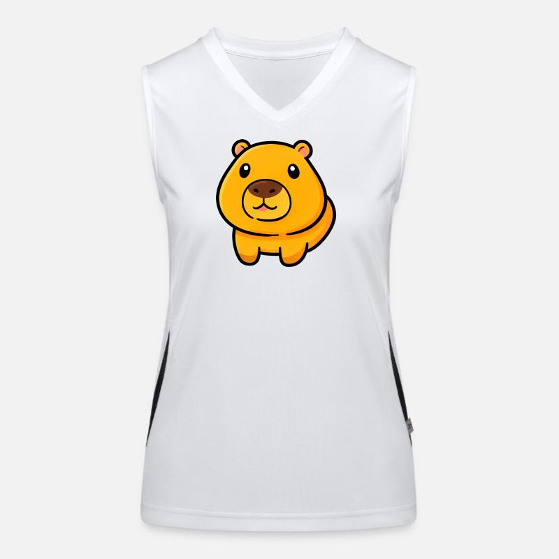 Chubby Bear Mascot Illustration Women's Functional Contrast Tank Top
