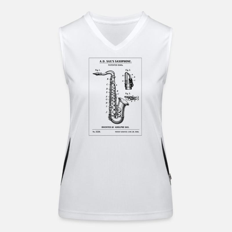 Saxophone Instrument Blueprint Patentdesign Funktionelles Kontrast-Tank Top für Frauen