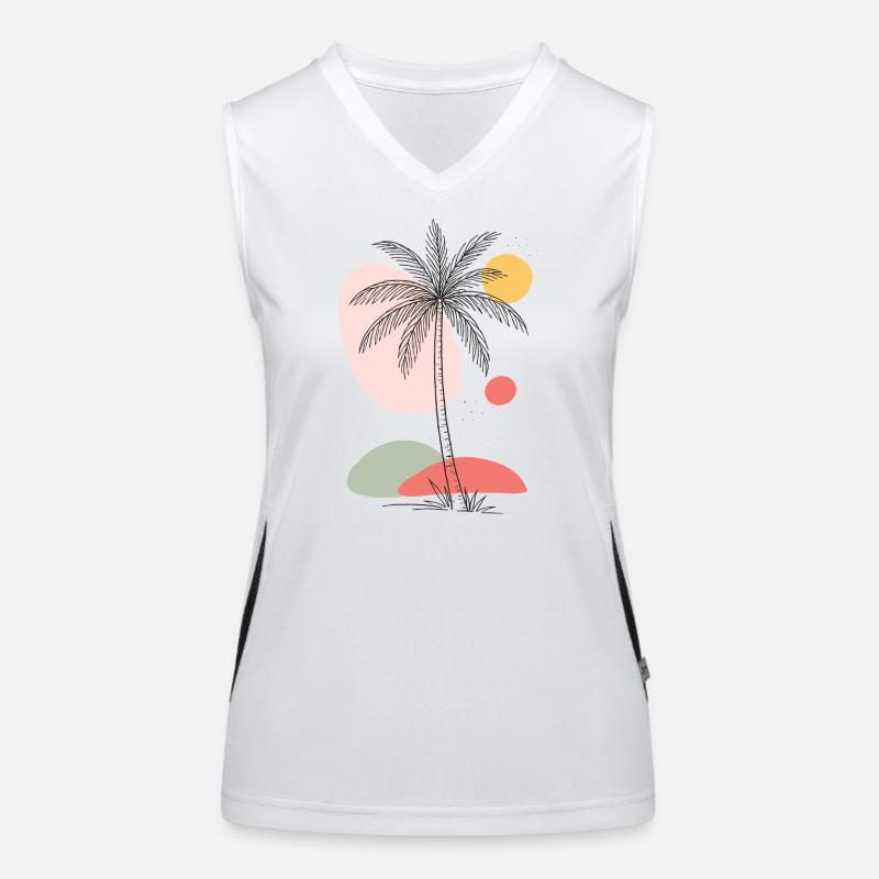 Palm Tree Boho Tropical Summer Vintage Design Women's Functional Contrast Tank Top