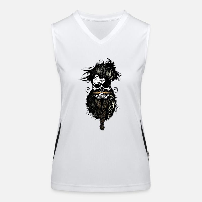 Kopf des Toten Hipster Schädel bärtigen Schädel Bart Schnurrbart Funktionelles Kontrast-Tank Top für Frauen