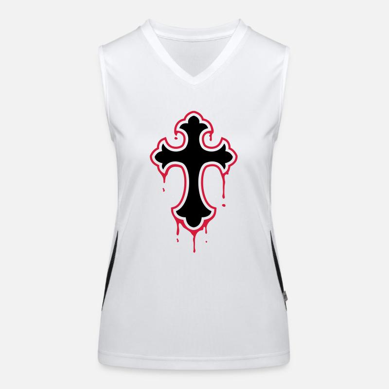 gothic, splatter, cross Débardeur respirant contrasté Femme