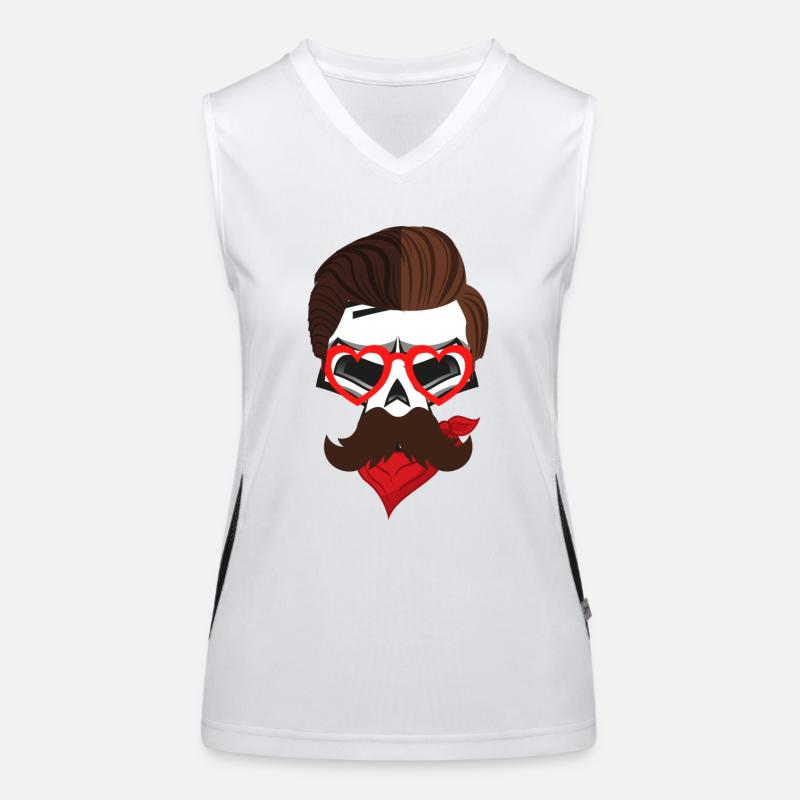Skullhead beard4 Funktionelles Kontrast-Tank Top für Frauen