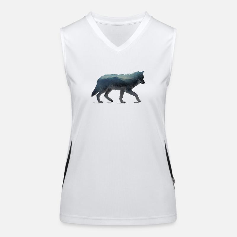 Wolf Berge Aquarell Funktionelles Kontrast-Tank Top für Frauen