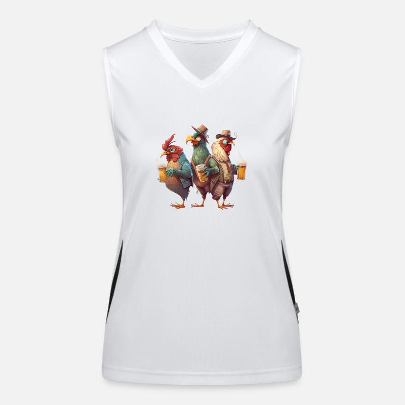 Coole Cowboy Hähne mit Bier Funktionelles Kontrast-Tank Top für Frauen