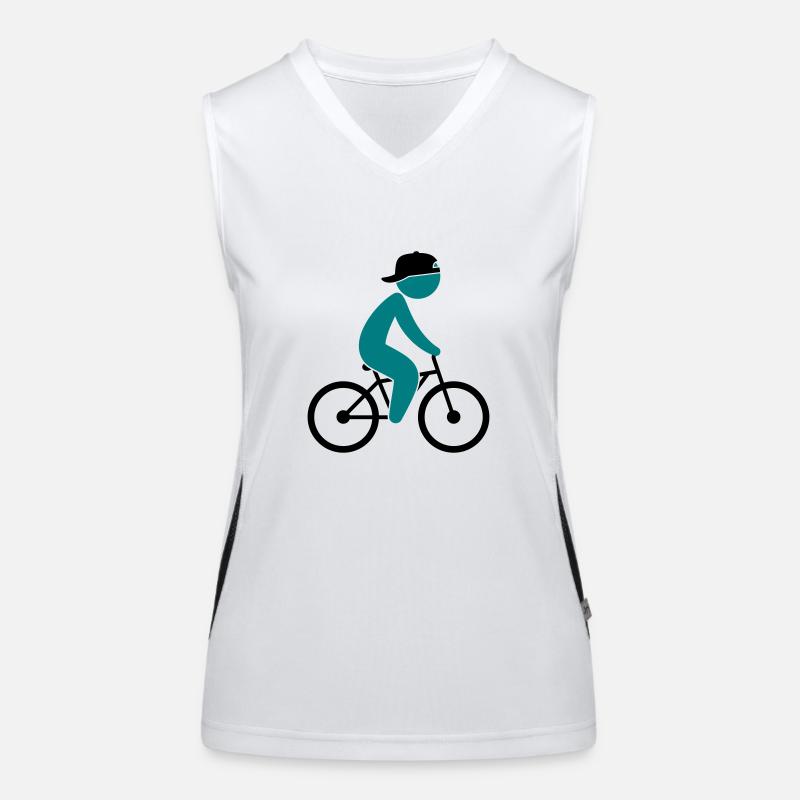 A cyclist rides on his bicycle Women's Functional Contrast Tank Top