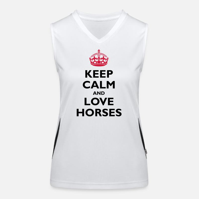 Keep Calm and Love Horses Funktionelles Kontrast-Tank Top für Frauen