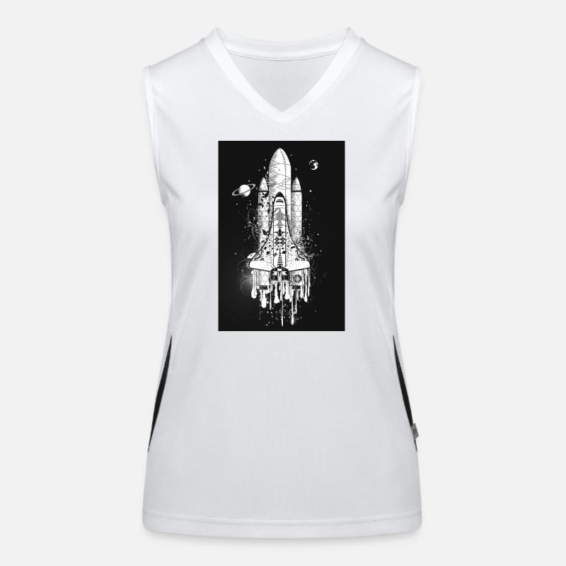 Imaginative space shuttle in graffiti style Women's Functional Contrast Tank Top