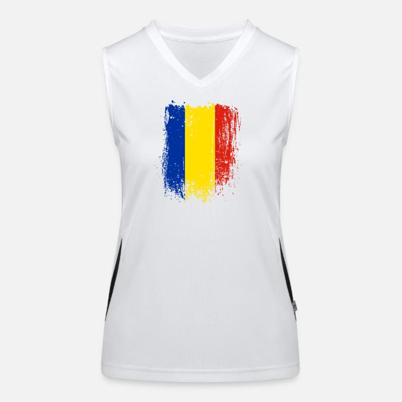 Romania Brushstroke Flag Women's Functional Contrast Tank Top