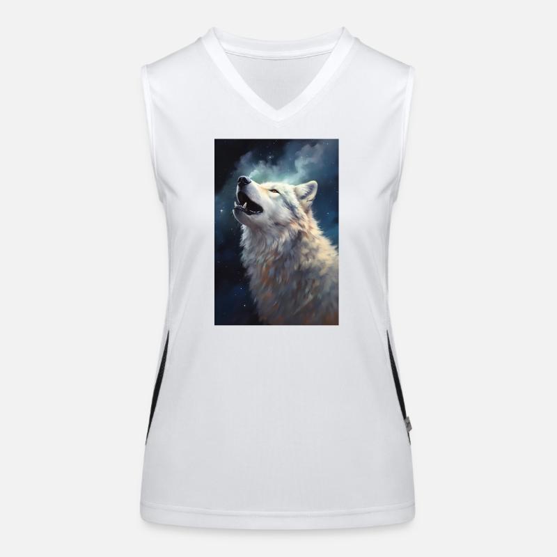 Howling white wolf Women's Functional Contrast Tank Top
